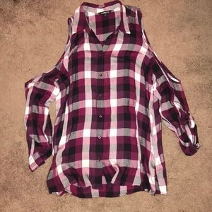Purple white and black flannel